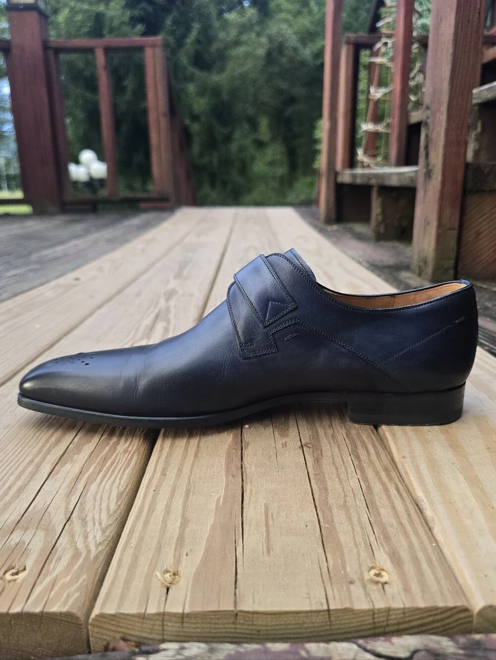 Magnanni, Marco II Monk Strap Dress Shoes, Blue Leather, Sz 8.5M